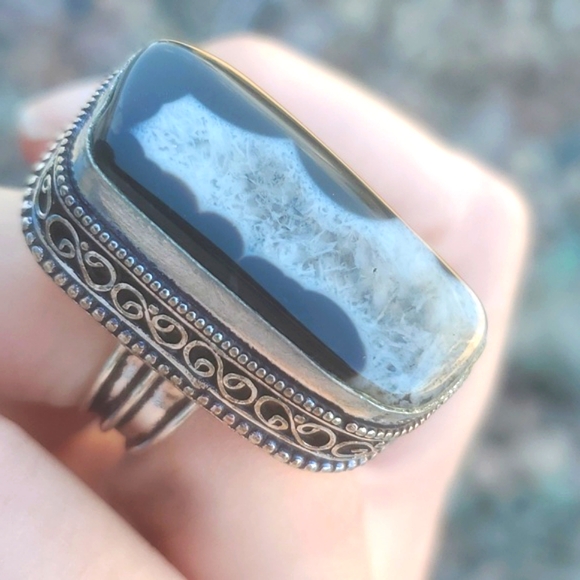 New Overzized Solar Quartz Agate 925 Silver Ring. - Picture 6 of 12